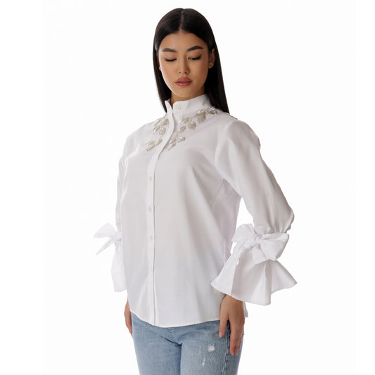 Candy cotton shirt with embroidery