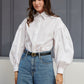 Bouffant sleeves cotton shirt - M12 - Amour